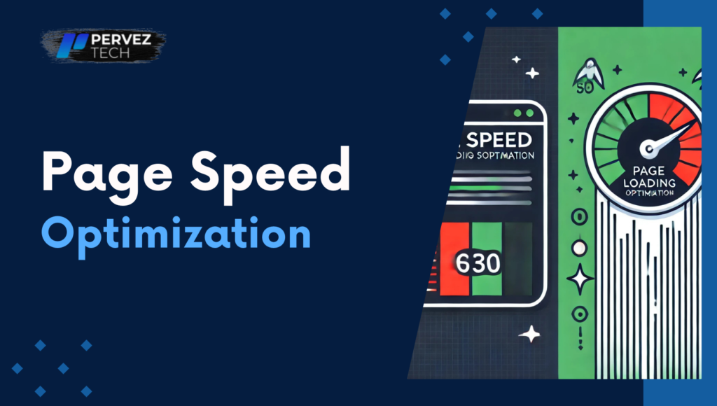 a banner image with title page speed Optimization with an image of a laptop