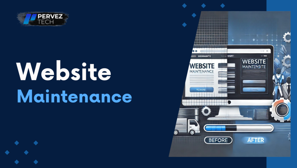 a banner image with title website maintenance with an image of a laptop